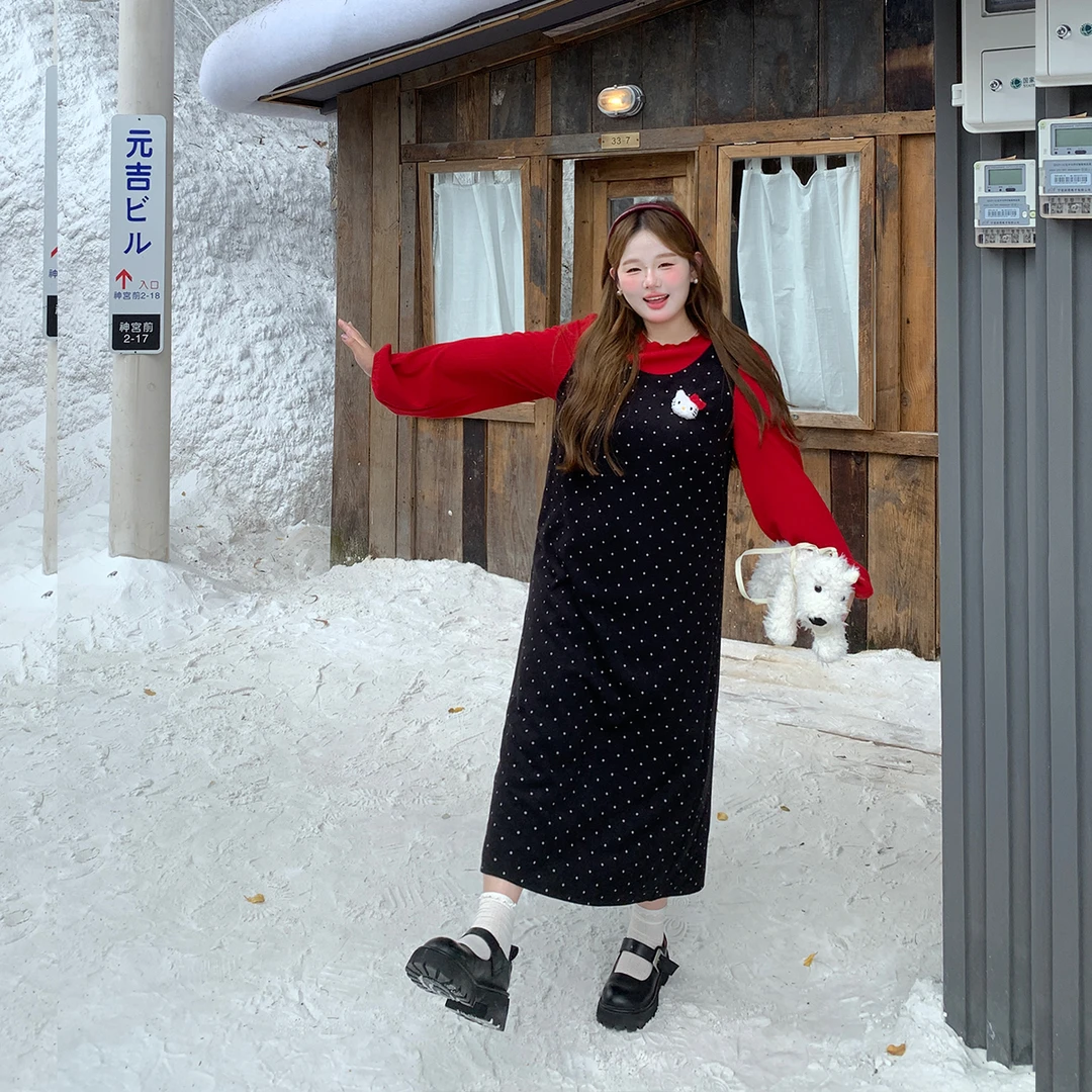 徐达布【斯图尔风】大码连衣裙女新款秋季微胖波点长裙L38497C53