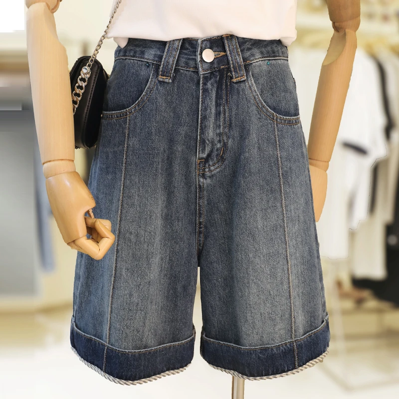 zaw大码女装胖女孩牛仔短裤胖mm大腿粗屁股大显瘦遮肉五分裤25162