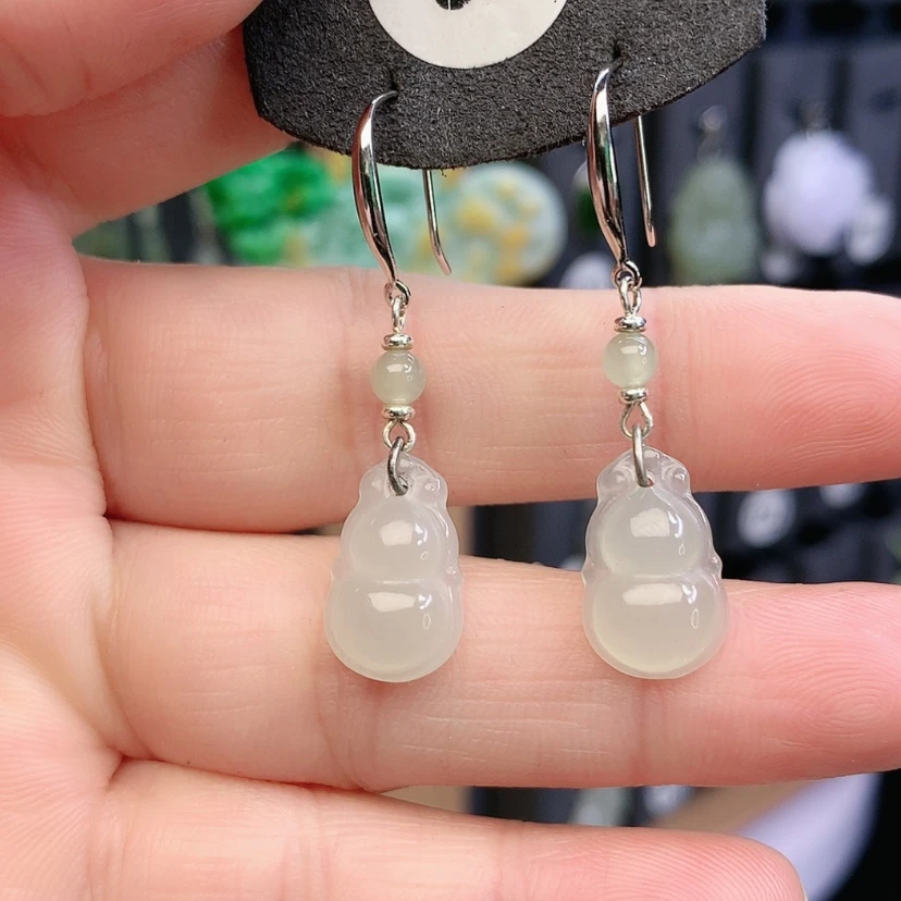 【闪购商品】和田玉耳饰银S925镶嵌精美