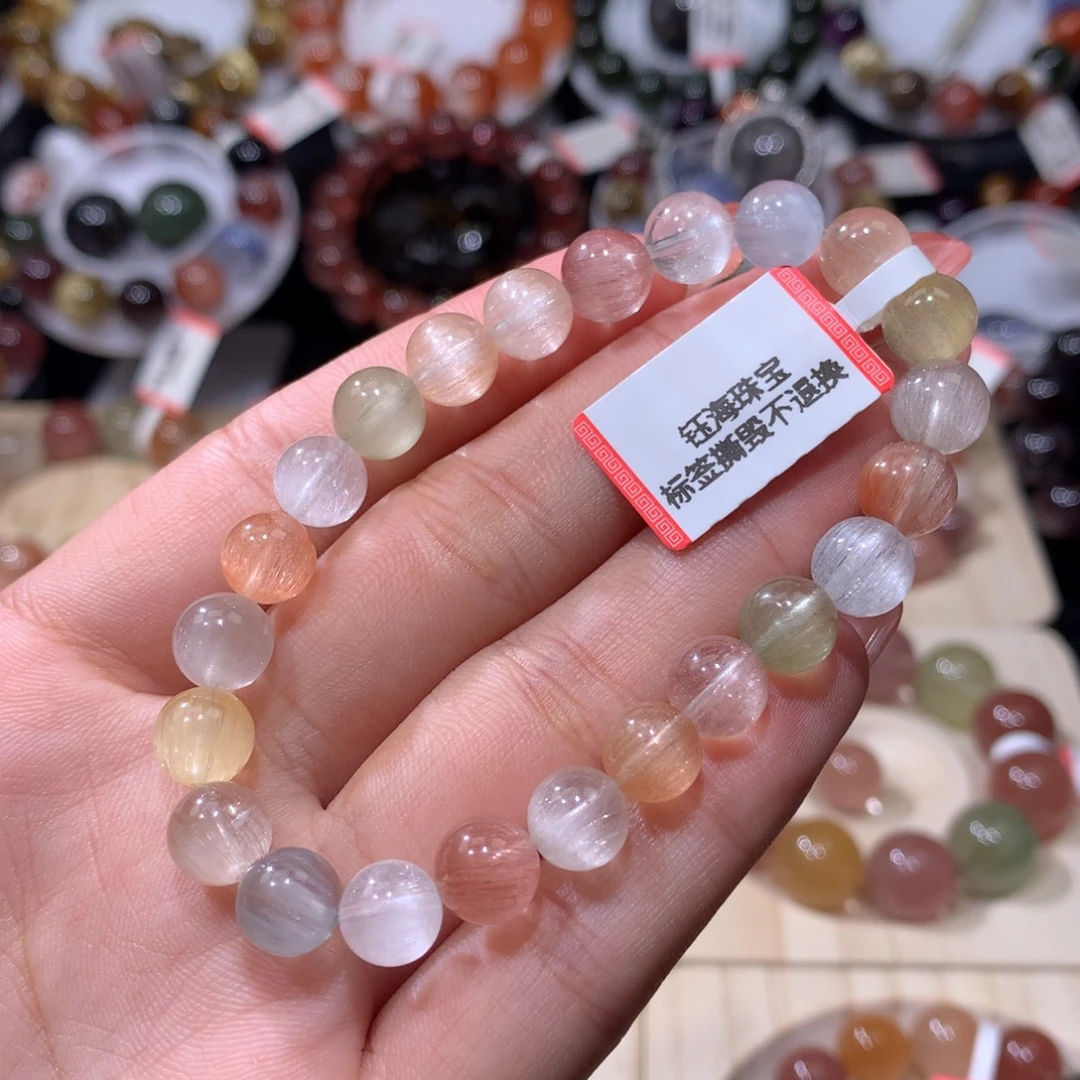 懒***呀未镶嵌手串水晶彩兔毛8mm