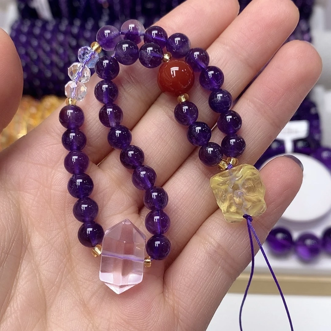 未镶嵌珠宝半成品紫晶手机链