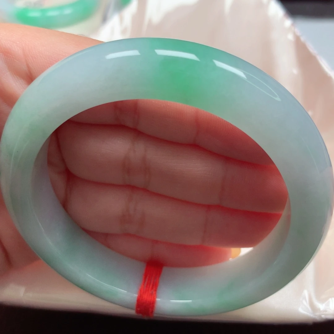 翡翠未镶嵌手镯21宽版冰胶阳绿