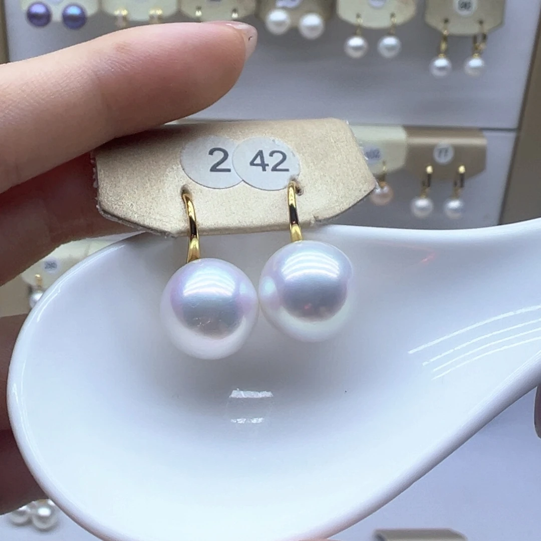 银S925镶嵌淡水珍珠耳饰