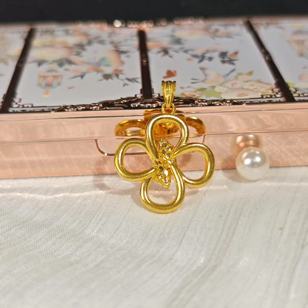 黄金蛇形四叶草吊坠