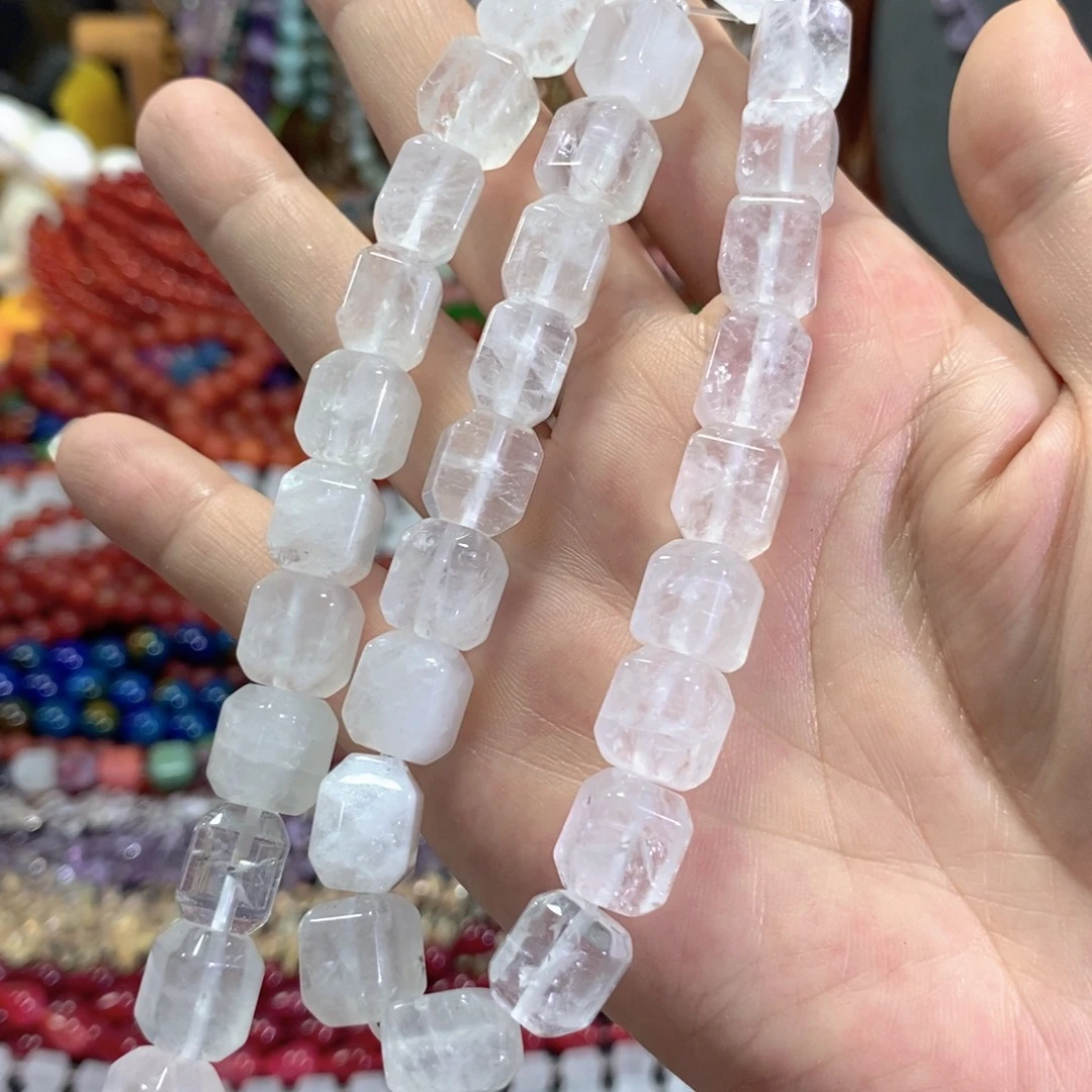 未镶嵌玛瑙/玉髓珠宝半成品白水晶方糖一条卡10*10mm