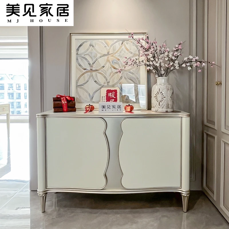 法式轻奢斗柜玄关柜边柜弧边角形花瓣法式客厅餐边柜储物柜装饰柜