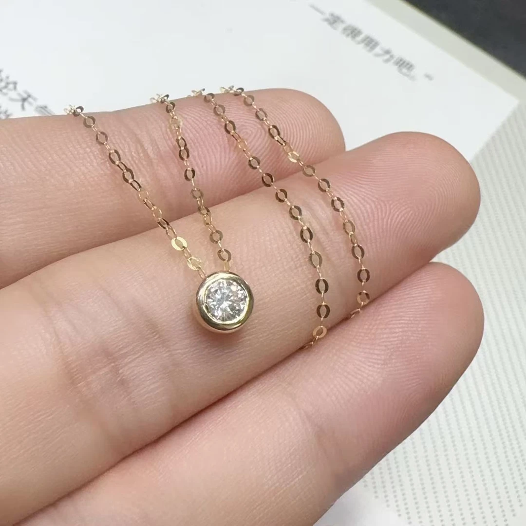 【新款首发】18k金镶嵌天然钻石独钻30分泡泡套链XC