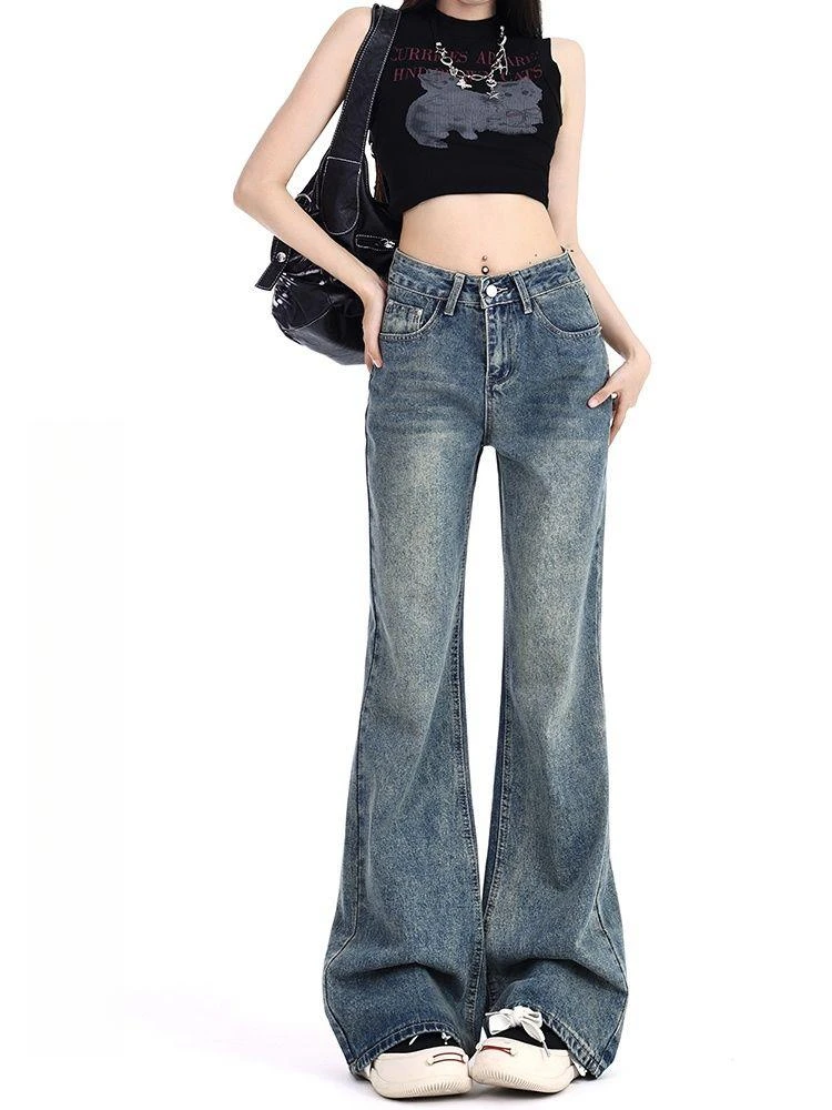 【541-720】【默认带瑕疵】高腰显高瘦显腿长不贴腿微喇裤【泓吉雅1】