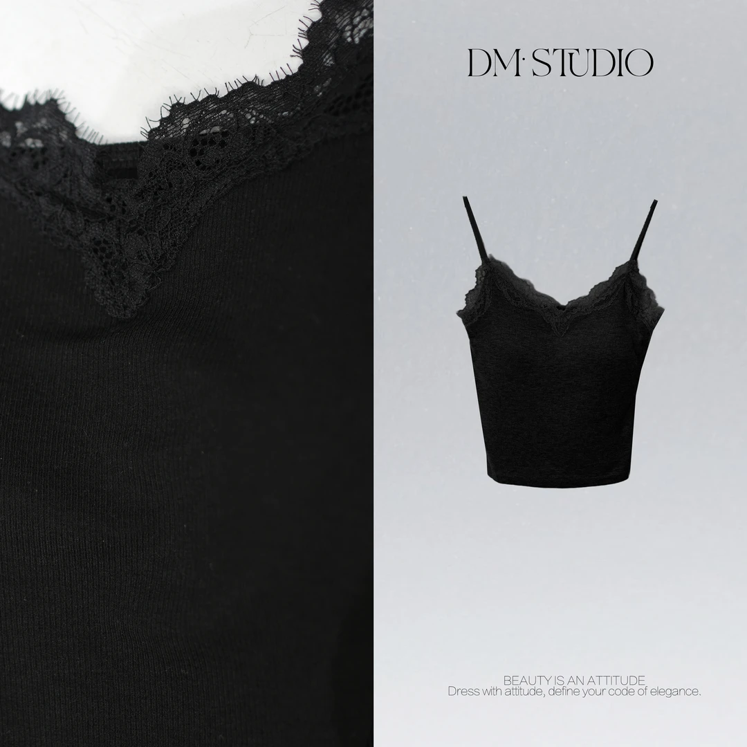 DEDM•STUDIODM/舒适精致感修身蕾丝花边细带美背内搭2508BX/9059