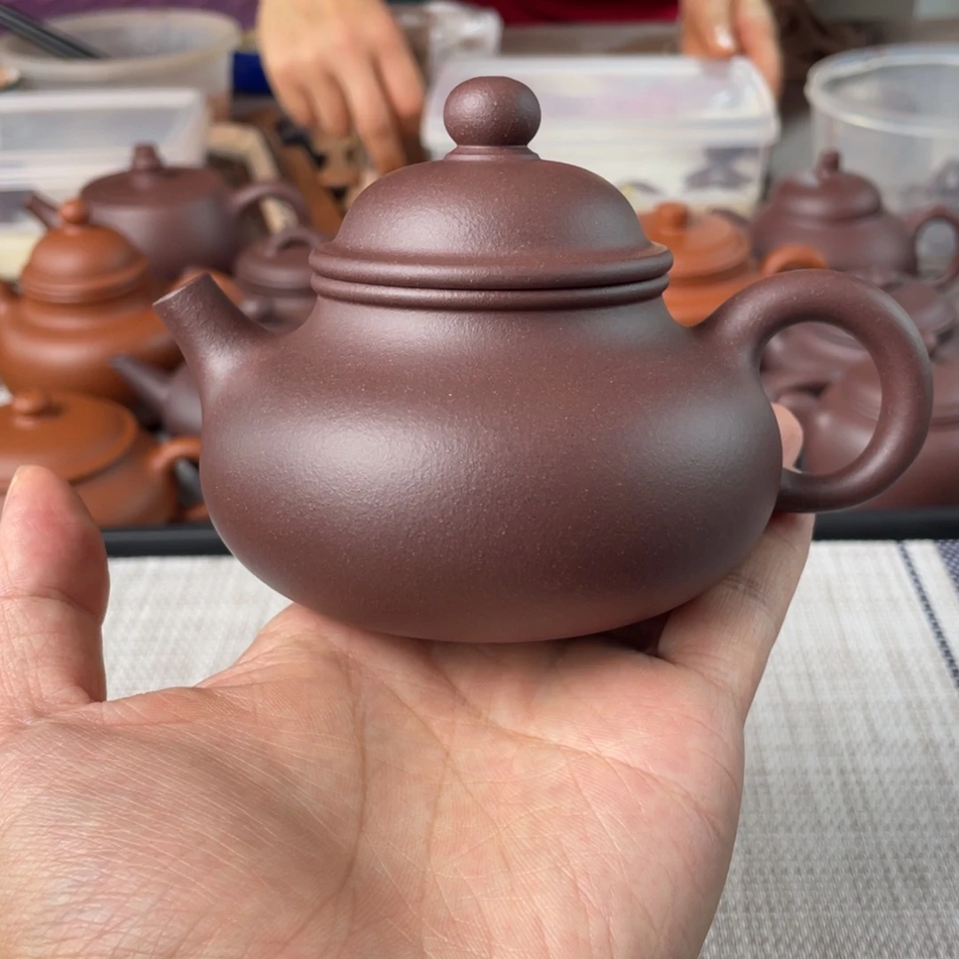 茶壶紫砂半手工老紫泥容天壶220cc