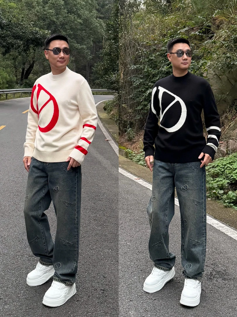 PRLUO VALENTIN《国际行》秋冬男士时尚个性圆领美式字母休闲羊毛衫