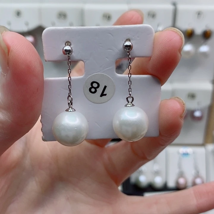 淡水珍珠耳饰银S925镶嵌A