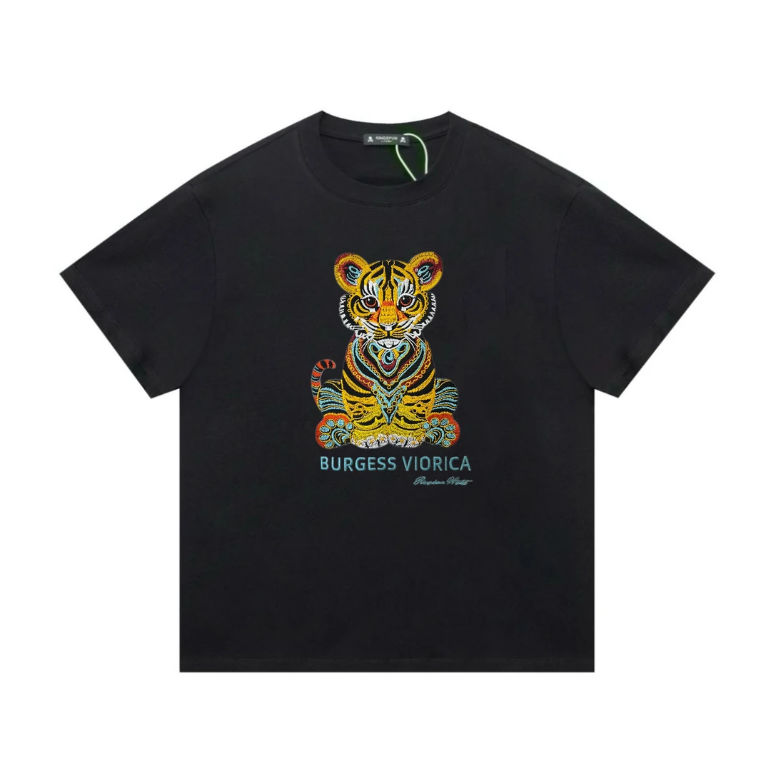 【刺绣老虎】RS重磅百搭全棉重工刺绣小众高品质潮奢短袖T恤上衣