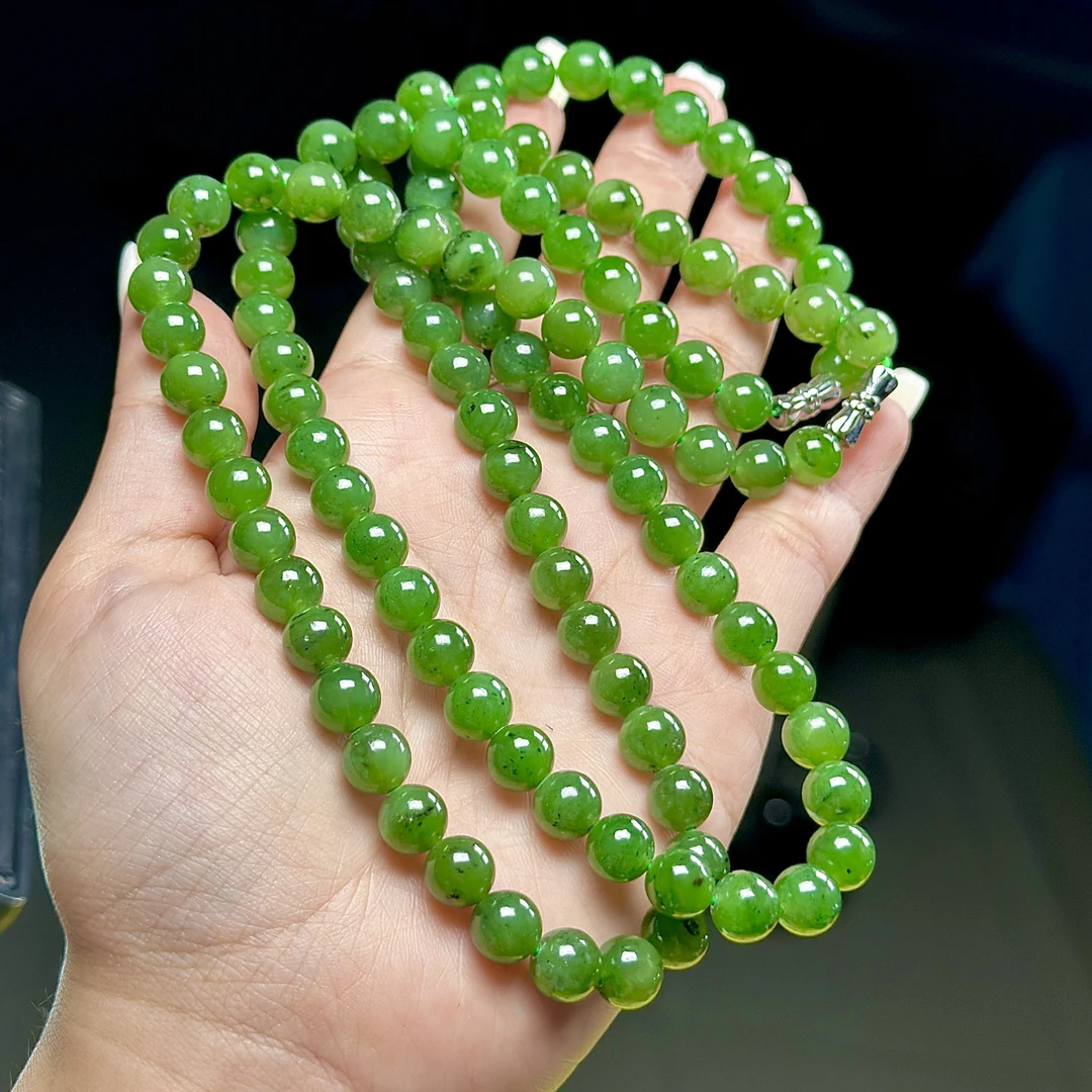 【DL】和田玉碧玉项链-约7mm（多样性发其一）
