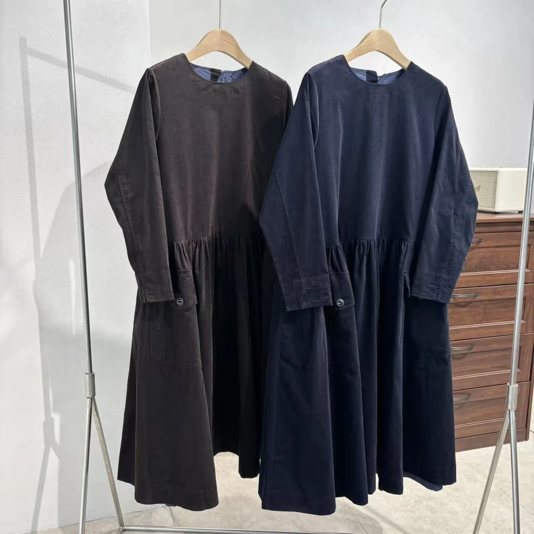 CLYQ5528 日本客人订单 双色褶皱连衣裙