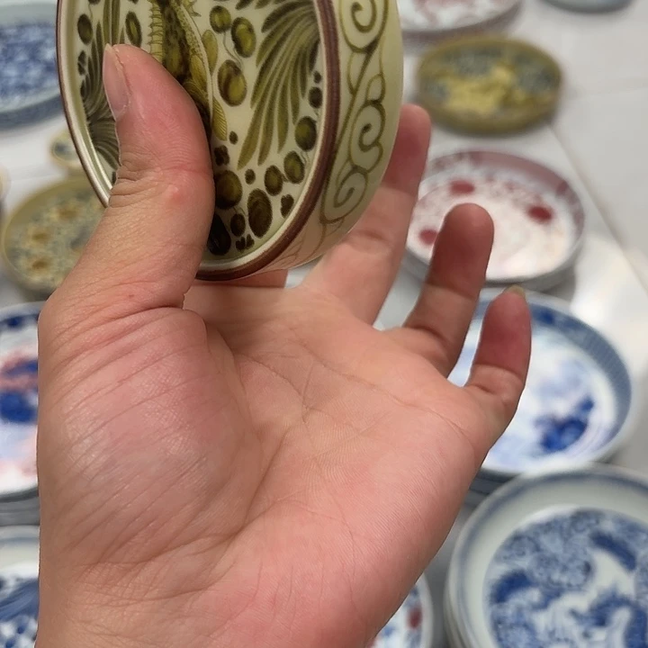 瓷片釉里金鱼藻杯垫景德镇