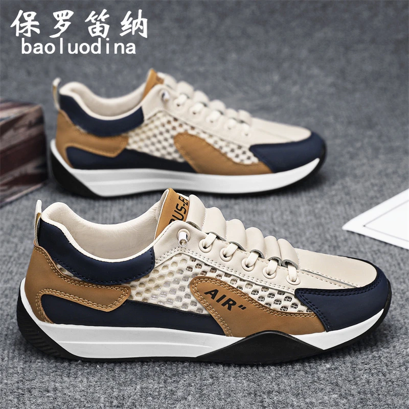 保罗笛纳男鞋夏季透气网面镂空小白鞋男款休闲运动男士板鞋网鞋子