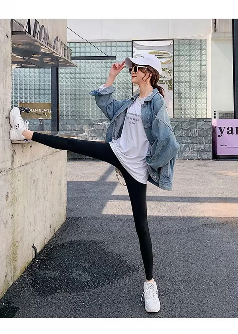 孕妇鲨鱼裤春秋冬夏季薄款外穿高弹显瘦瑜伽打底裤休闲宽松高腰款