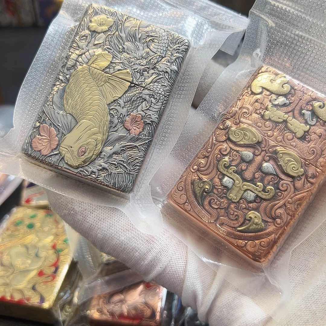 大**痕恒星905白铜镶嵌福禄龙鱼饕餮
