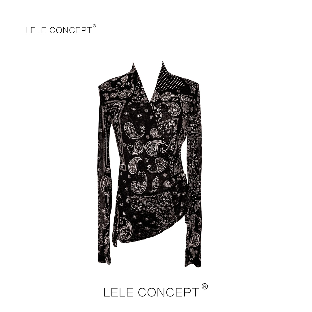 LELE CONCEPT丨【如一】都市复古港风V领抽绳花纹上衣FS25C0111W