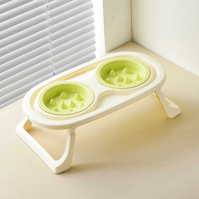 马卡龙色象腿护颈碗猫咪食盆猫碗防打翻宠物用品塑料食盆陶瓷猫碗