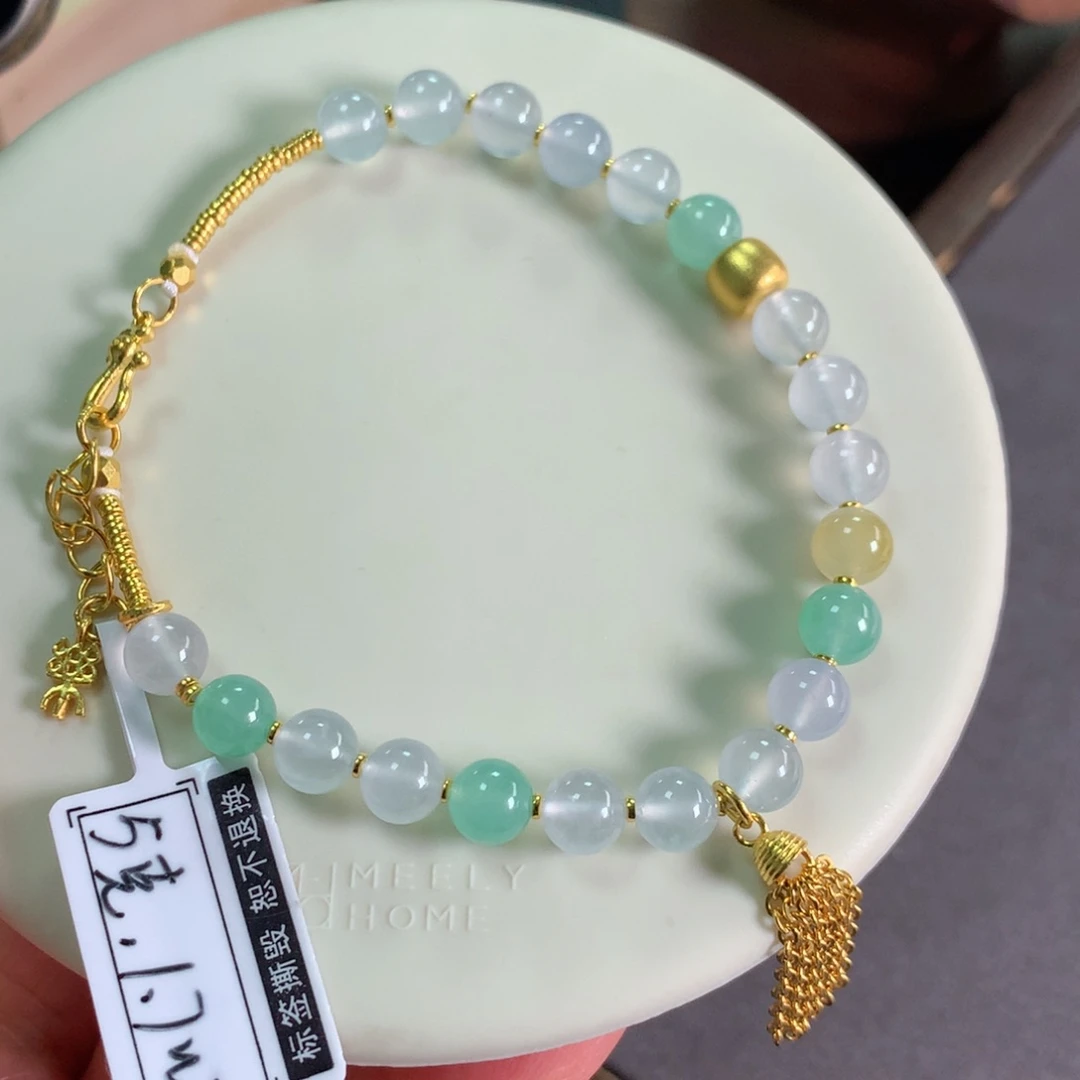 足金镶嵌手链翡翠设计款手链