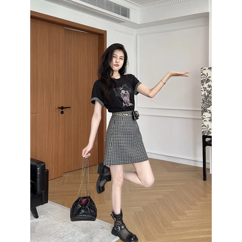 张阿星【热情夏日】连衣裙美式潮酷正肩收腰拼接显瘦款W425Q07483