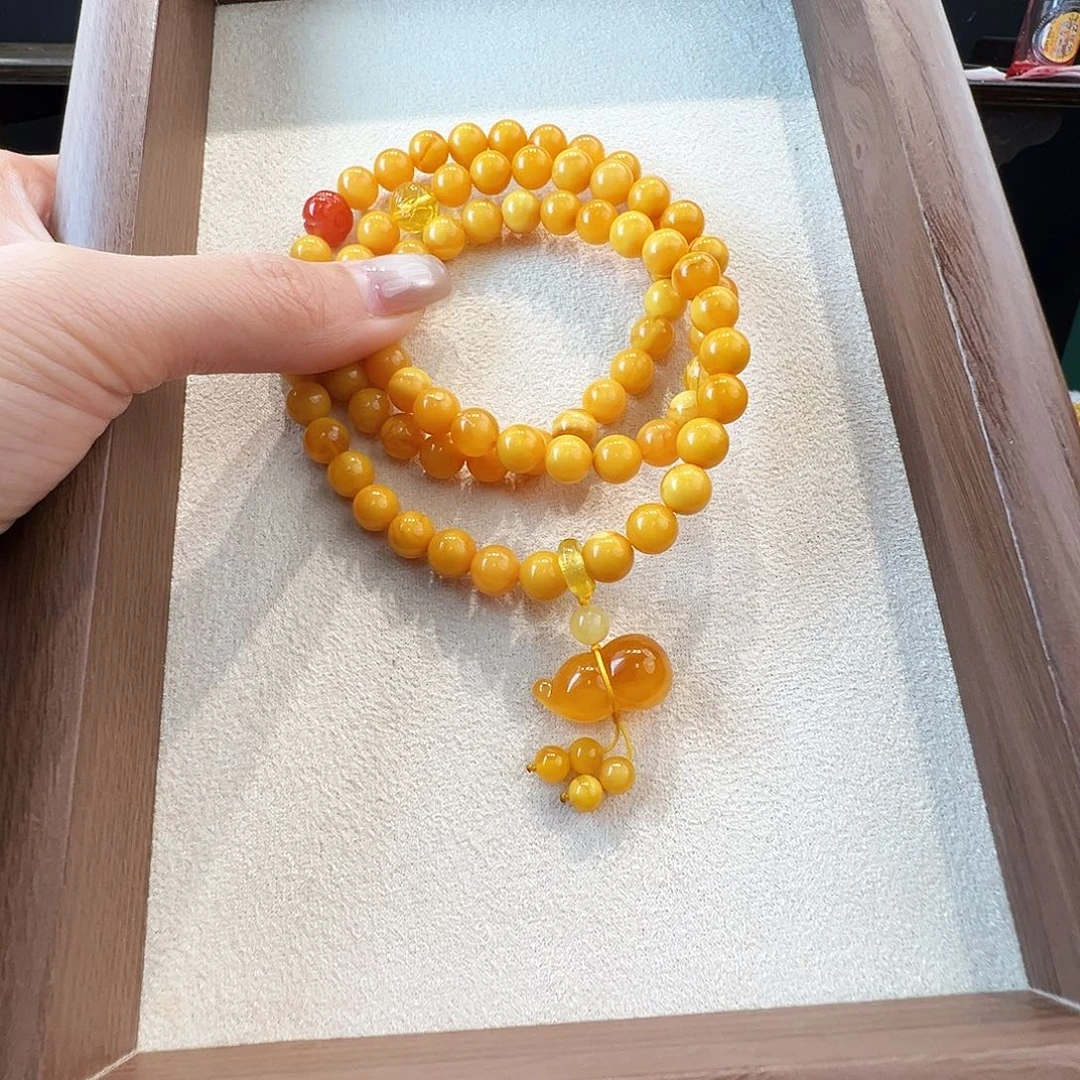 蜜蜡未镶嵌手链蜜蜡7.6mm