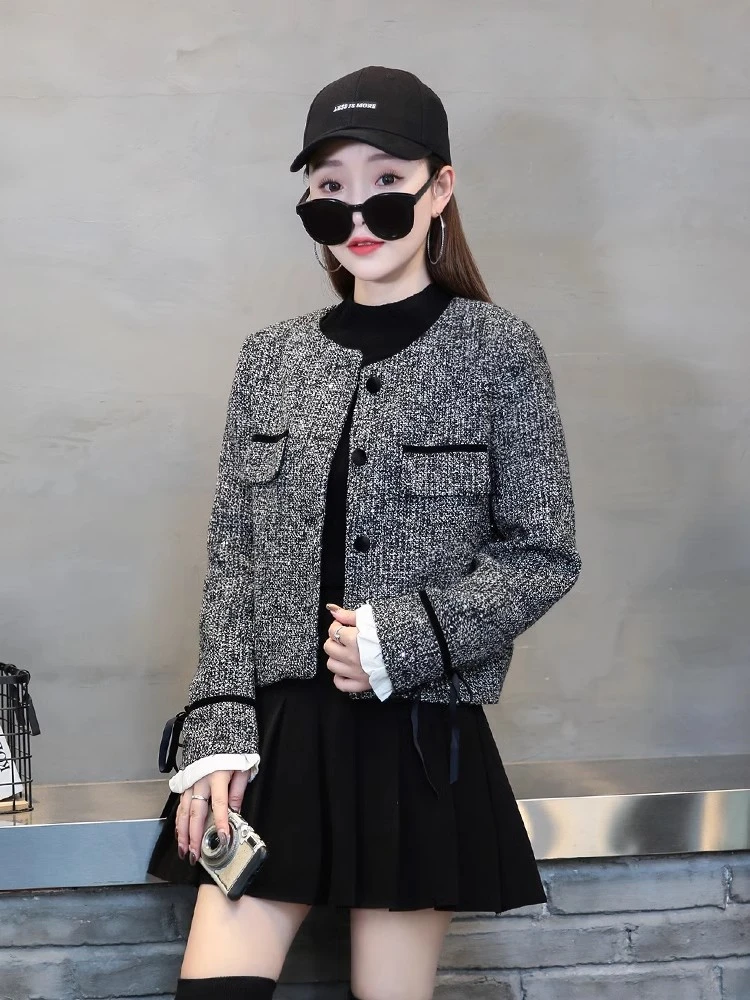 欧货高级感小香风短款外套女2025春秋季新款气质名媛夹棉百搭上衣