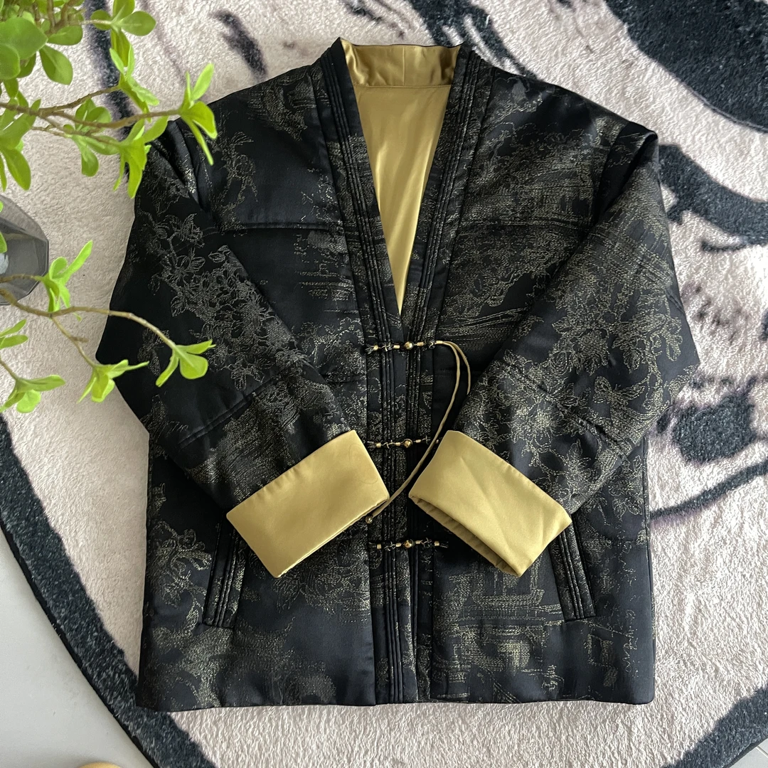 『岁安』新中式国风秋冬气质宽松加棉外套DGWW2997