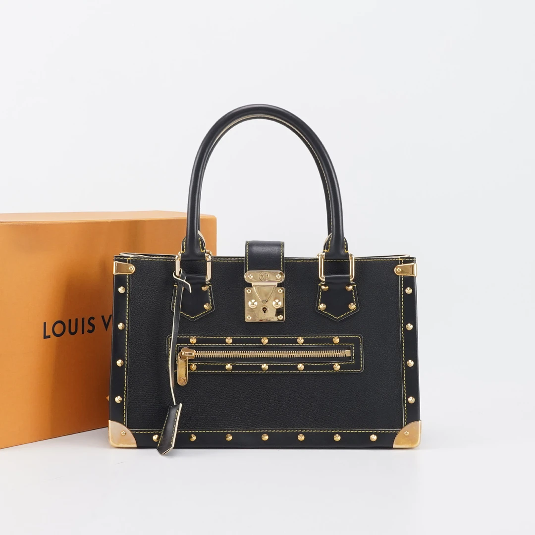 95新 LouisVuitton/路易威登 苏哈里 黑金 山羊皮 手提包