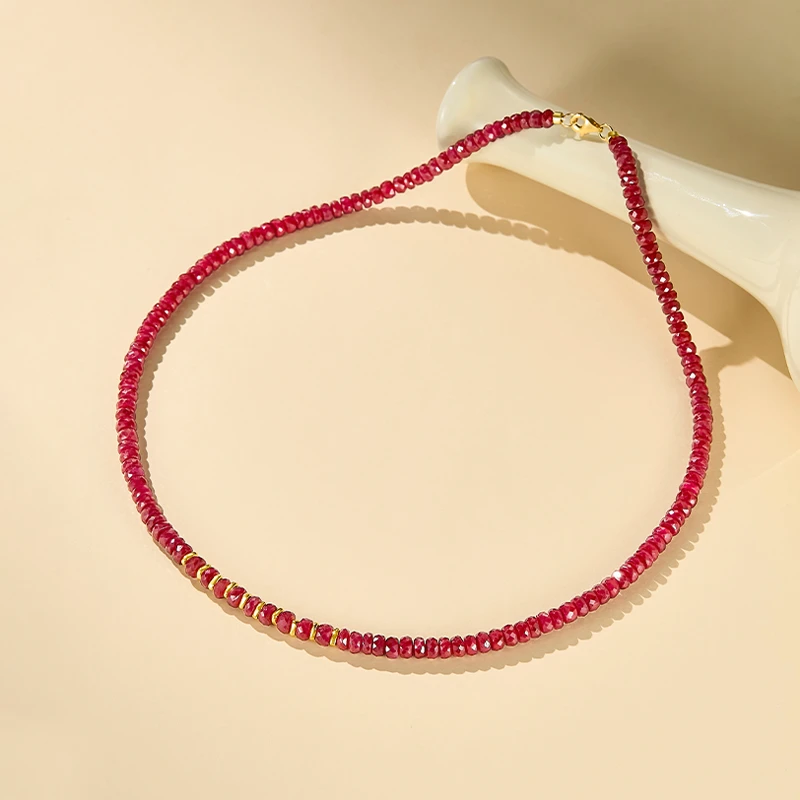 ECI 红宝石（处理）【原创设计·云舒】红宝石项链红色串珠轻奢珠宝