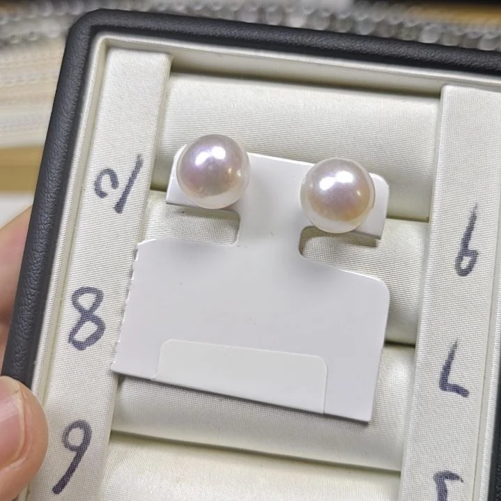 银S925镶嵌淡水珍珠耳饰10-11