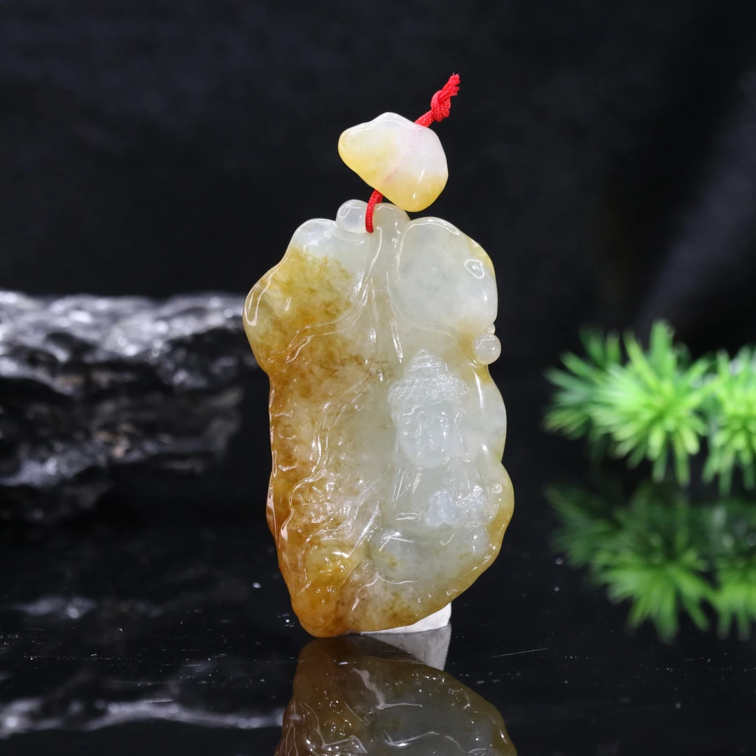 lot37天然缅甸翡翠A货黄翡吊坠/500936保利厦门拍卖