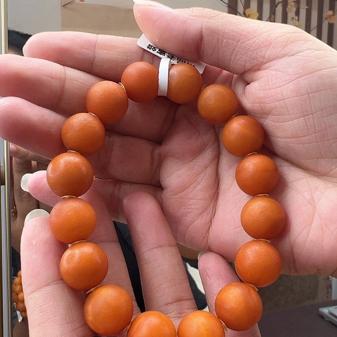 裸石琥珀未镶嵌橘皮手串13mm