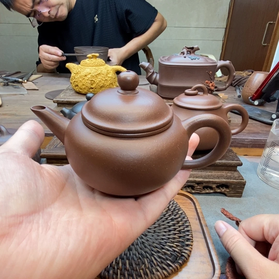 紫砂茶壶水平壶（原矿底槽青160cc）