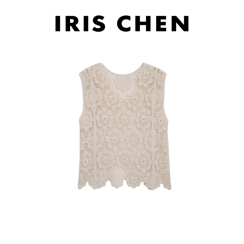 现货IRIS CHEN 太阳花马甲 2025春夏100棉镂空透气马甲25MJ280