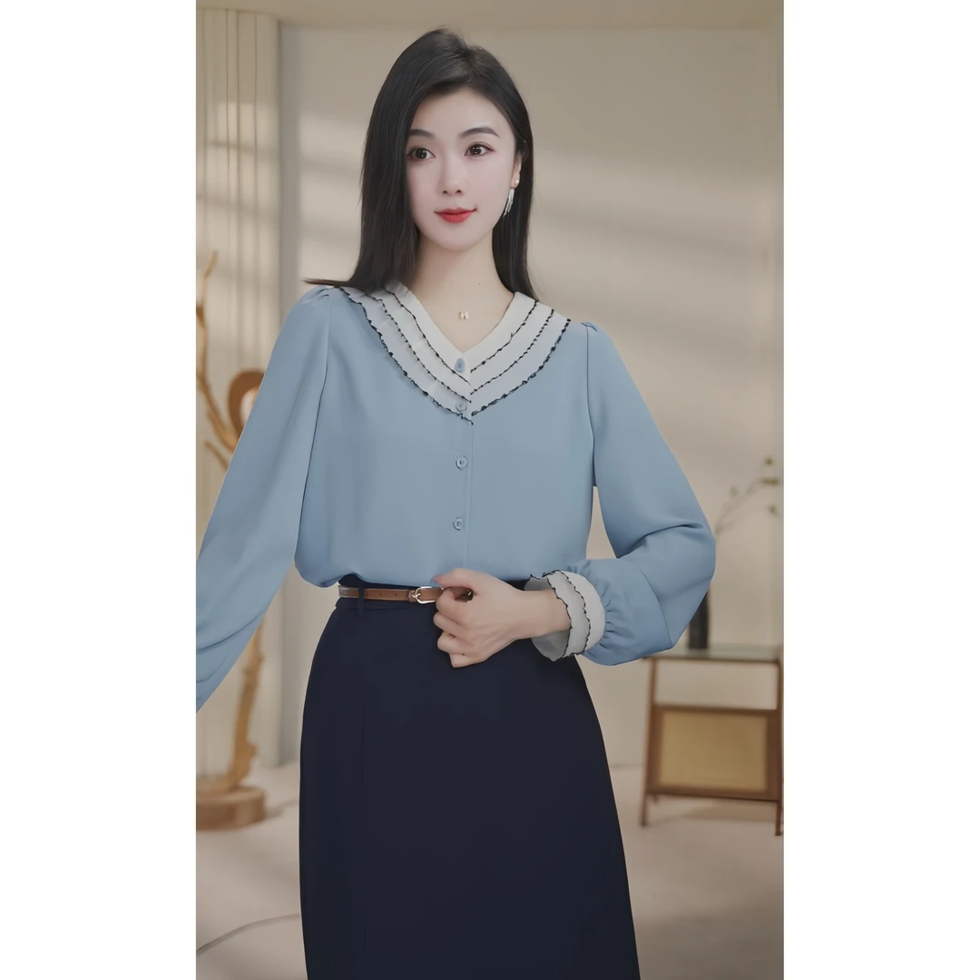 【小北甄选】流光风8591322A多色曼贝衬衫女士高级显瘦气质衬衣