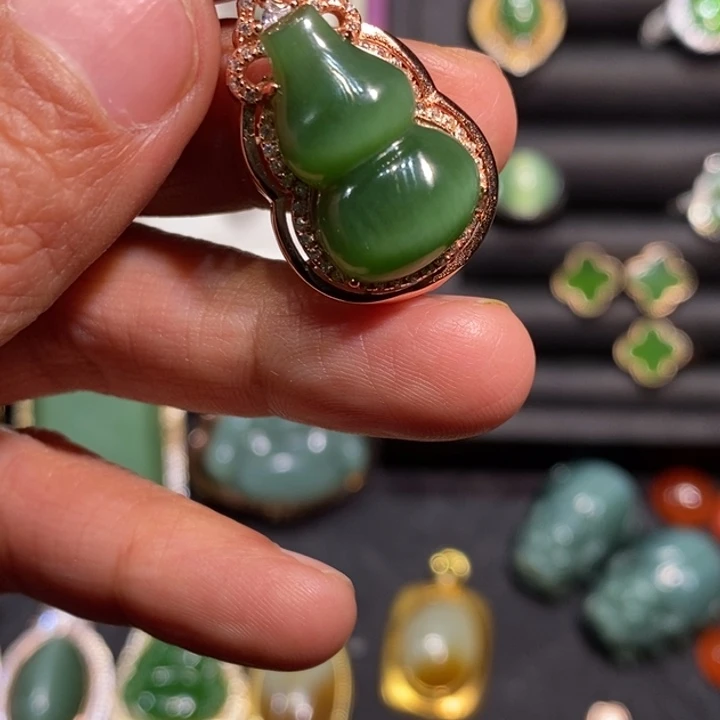 和田玉（碧玉）银S925镶嵌颈饰