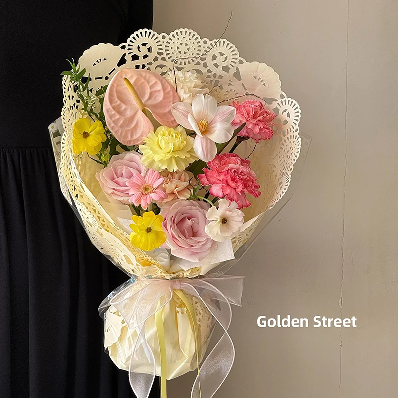 【花寻礼韵】海盐芝士立体花边纸方形圆形花束包装纸镂空花边包花纸