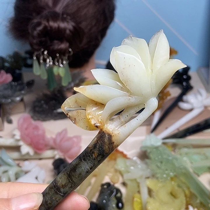 岫玉未镶嵌发簪发簪