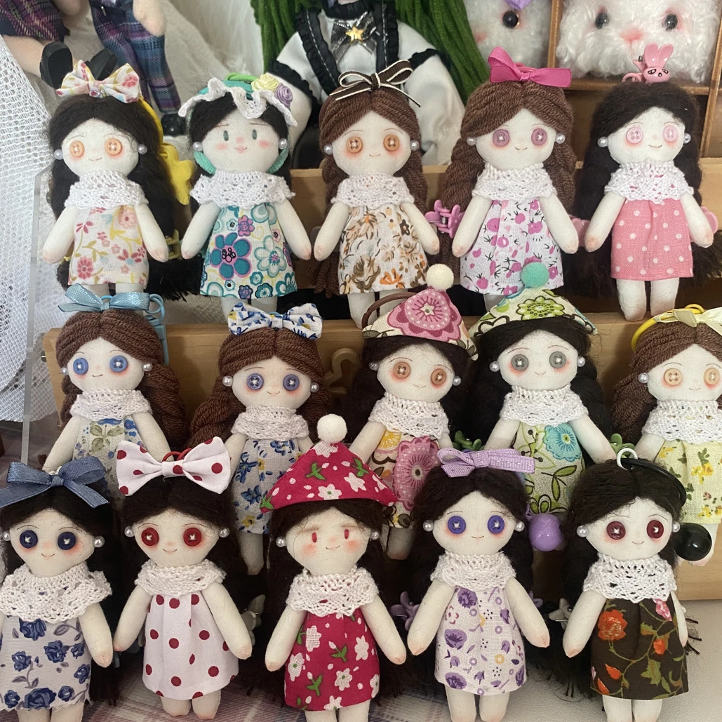 布艺手工娃娃小女孩包挂钥匙扣手缝纽扣眼娃娃鬼妈妈玩偶