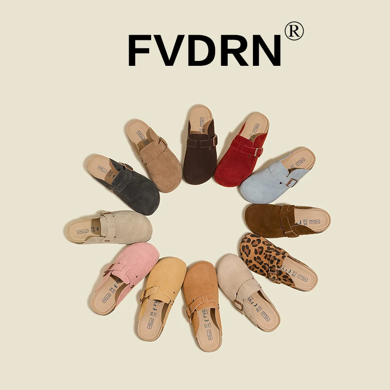 【软小糖】软木勃肯鞋半包拖鞋2025新款春夏秋一脚蹬牛皮真皮女外穿