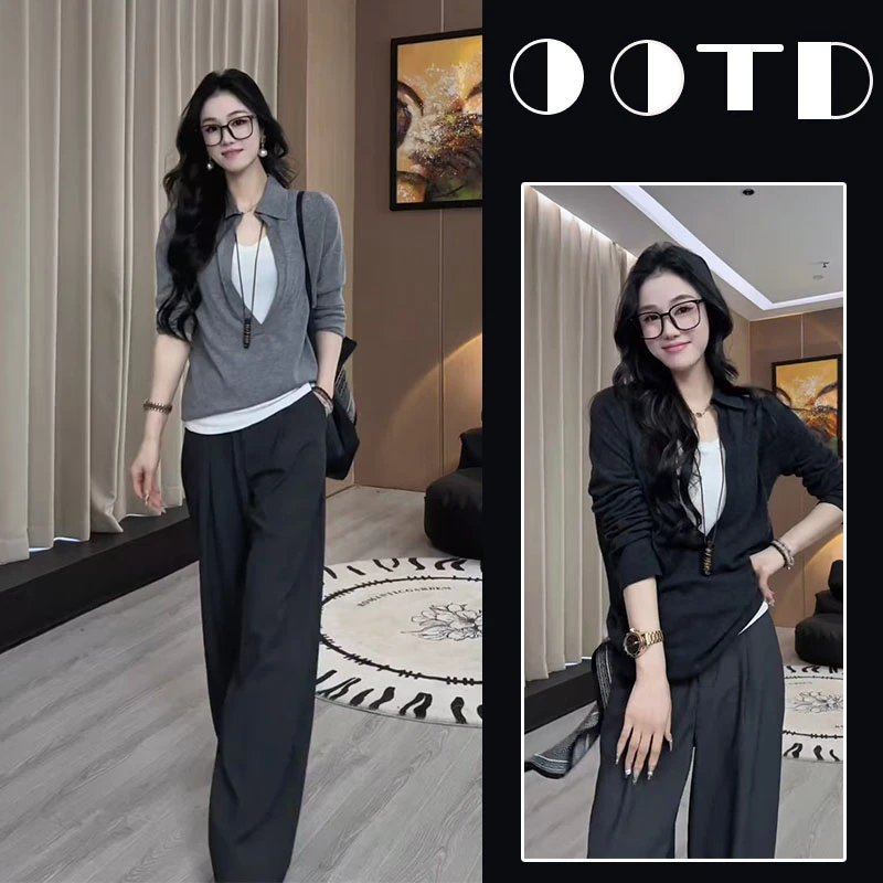 超火早秋穿搭新款套装女2025设计感气质背心外套百搭裤子三件套