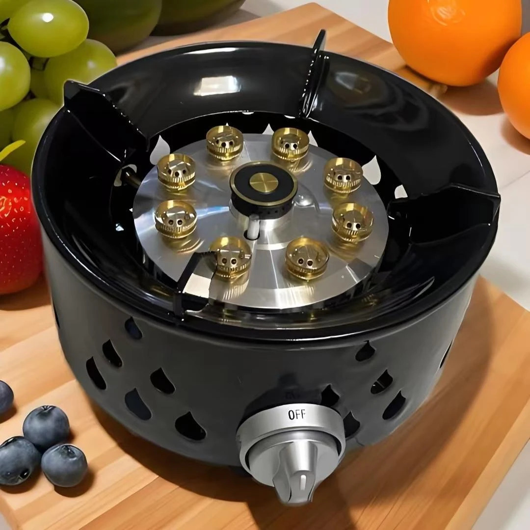 户外九星炉猛火七星炉便捷式露营摆摊车载多用途做饭烧水防风炉灶