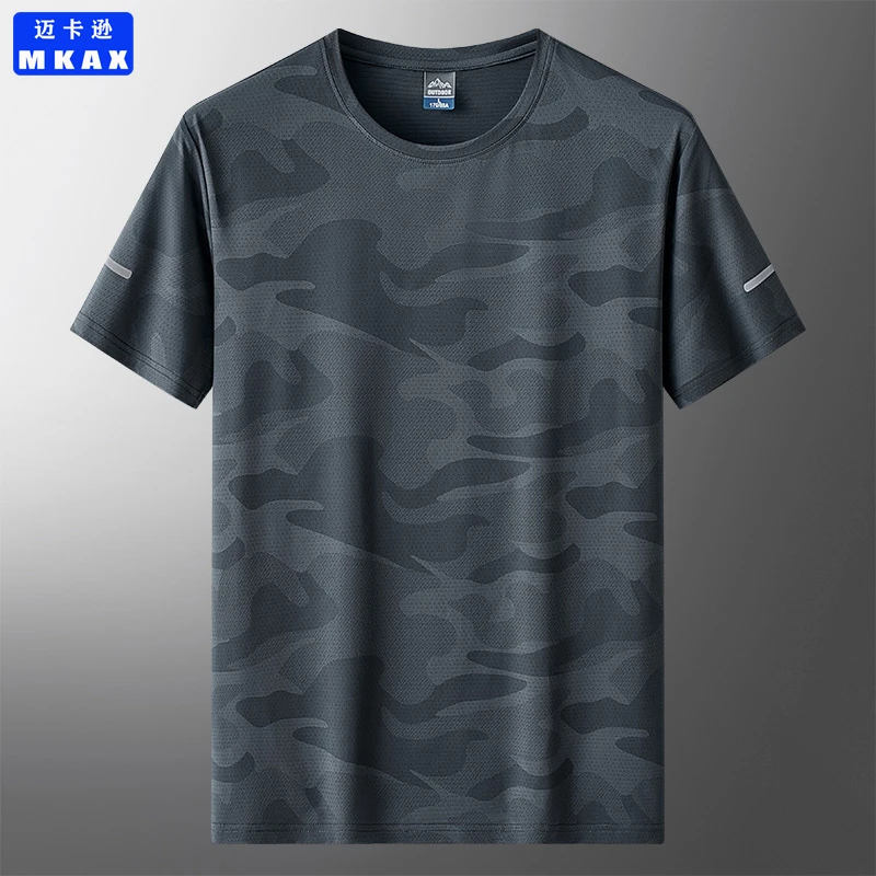 短袖男夏季迷彩薄款运动T恤透气速干男户外运动吸汗圆领上衣男款