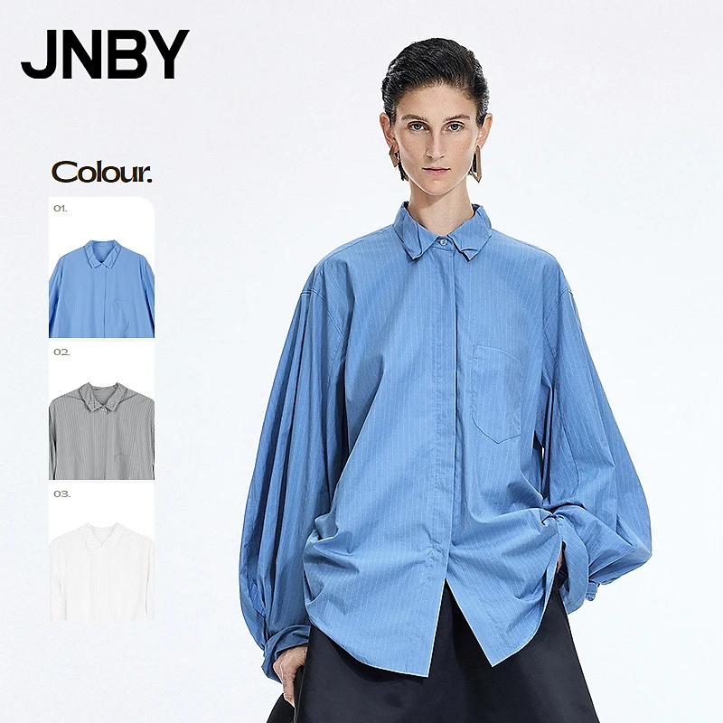 【商场同款】JNBY/江南布衣26春条纹衬衫宽松花苞袖5Q1214530