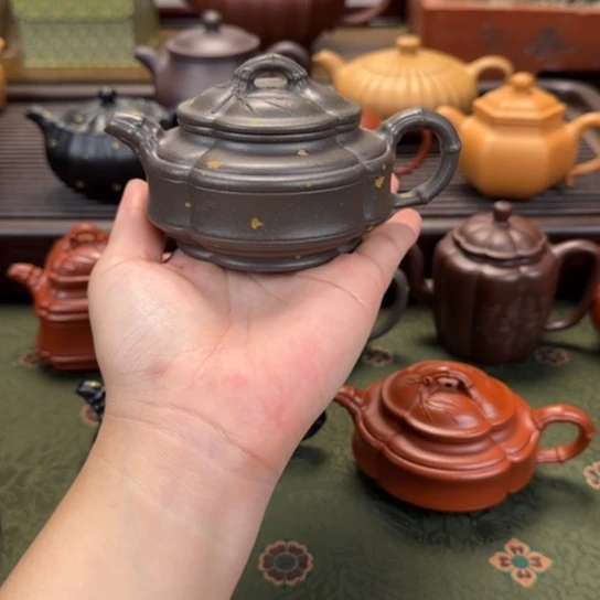 茶壶紫砂海棠竹鼓洒金