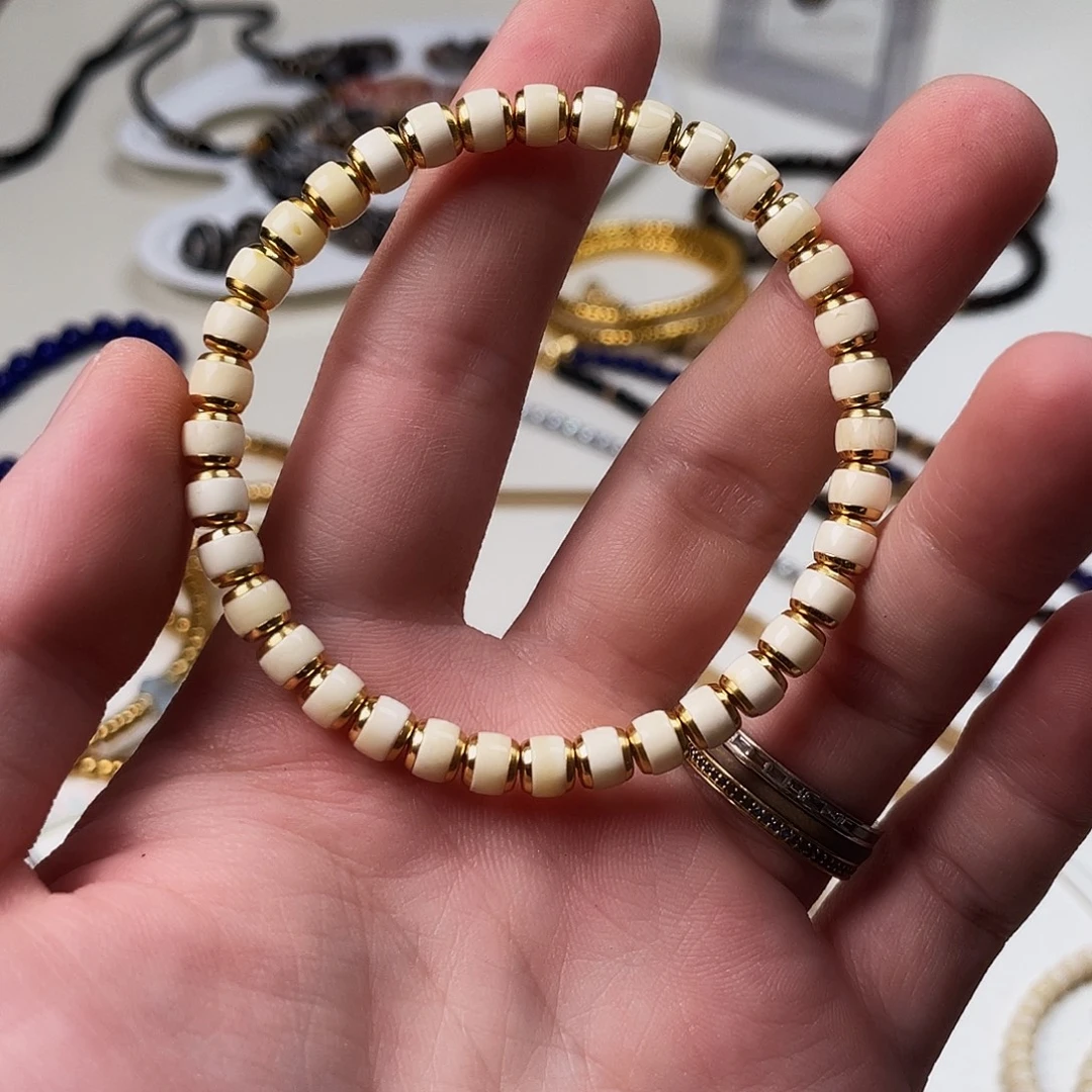 手串蜜蜡银S925镀金镶嵌