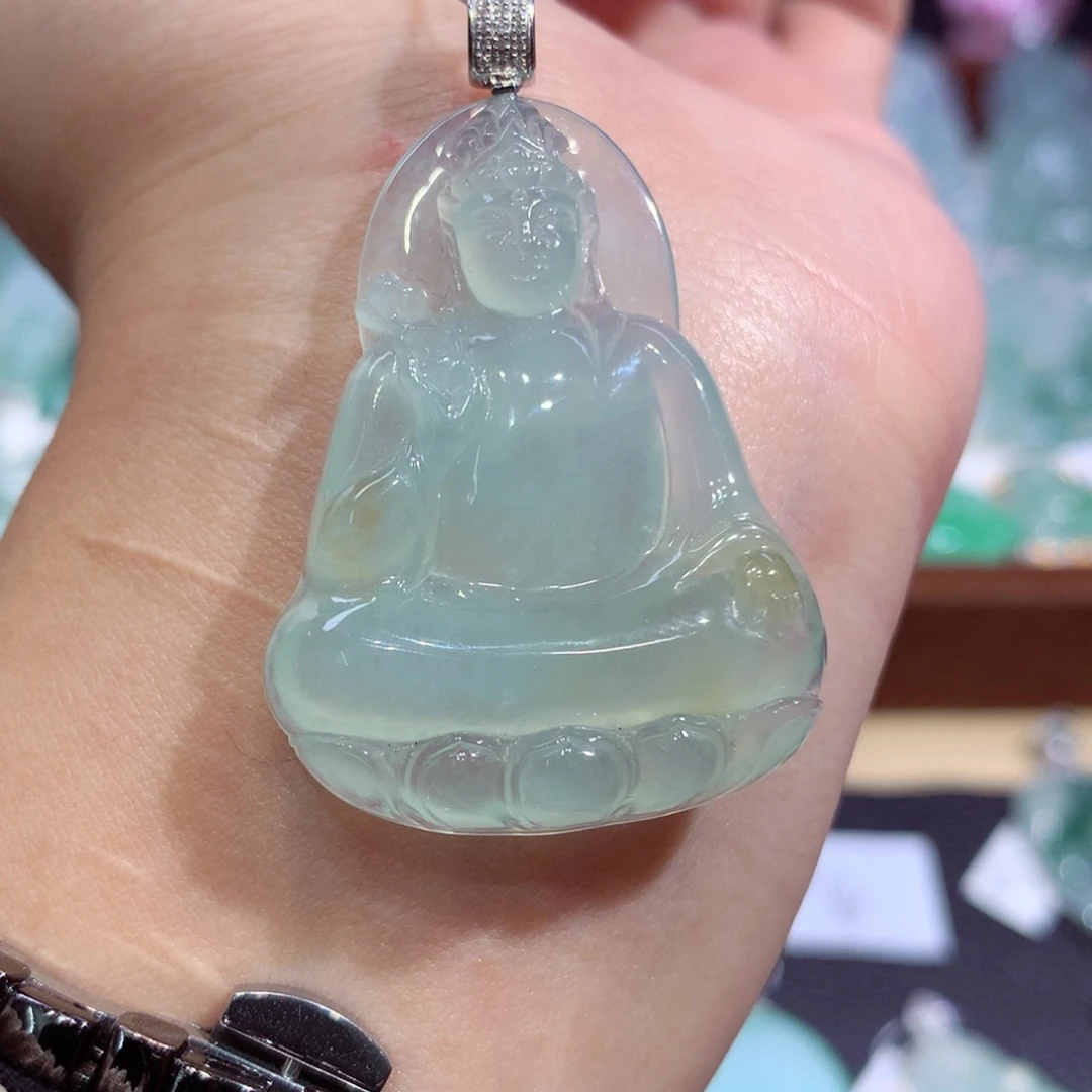 吊坠(不含链)18K金镶嵌翡翠